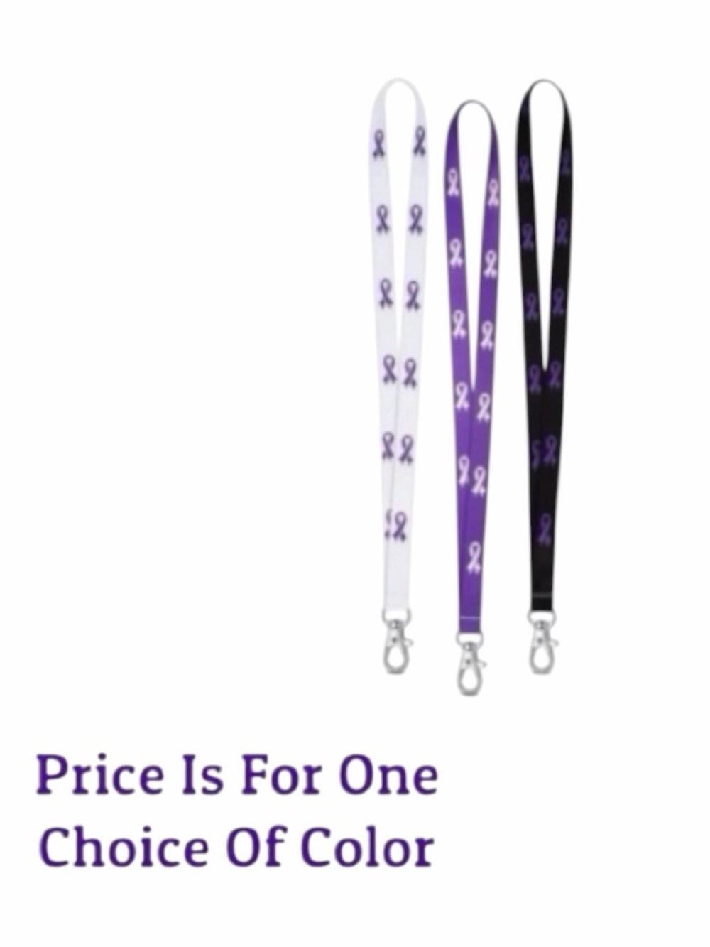 EPILEPSY AWARENESS PURPLE RIBBON LANYARD (CHOICE ONE OF 3 DIFFERENT COLORS) New